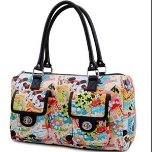 Disney Parks Classic Collage Barrel Handbag Purse